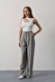 Pleated Lace-Up Oversize Trousers - Gray - 2