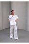 Linen White Tie Shirt Pantalon-White - L - 2