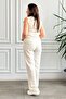 Self Patterned Belted Vest Pants Suit - 4