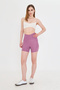 Pink High Quality Gathering High Waist Short Biker Leggings - 5
