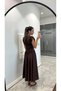 Pinterest-like wide A-line skirt fitted at the waist midi designer chic summer short-sleeve long draped dress - 5