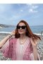 Stylish Women's Sunglasses with Black Handle and Glass with Burgundy Cat Eye Frame - 2