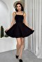 Women's Black Strap Flared Back Tie Mini Homecoming Dress 362 - 5