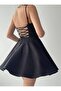 Women's Black Strap Flared Back Tie Mini Homecoming Dress 362 - 3
