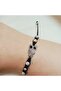 Handmade Crystal Owl Figured Pearl Detailed Black Macrame Bracelet-Adjustable Owl Bracelet