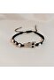 Handmade Crystal Owl Figured Pearl Detailed Black Macrame Bracelet-Adjustable Owl Bracelet - 2