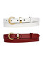 100% Genuine Leather Set of 2 Gold Color Set Buckle 2cm Women's Belt Red, White _ Lock_Gold - 2