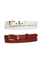 100% Genuine Leather Set of 2 Gold Color Set Buckle 2cm Women's Belt Red, White _ Kare_Gold - 2