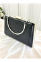 New Model Black Color Shiny Patterned Chain Strap Handle Women's Evening Dress Bag - 3
