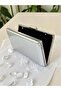 New Model Silver Color Shiny Patterned Chain Strap Handle Women's Evening Dress Bag - 5
