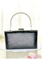 New Model Black Color Shiny Patterned Chain Strap Handle Women's Evening Dress Bag - 2