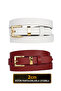 100% Genuine Leather Set of 2 Gold Color Set Buckle 2cm Women's Belt Red, White _ Kare_Gold