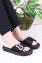 35033 Diva Comfort Stone Buckle Detailed Women's Slippers