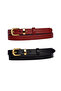 100% Genuine Leather Set of 2 Gold Color Set Buckle 2cm Women's Belt Red, Black_ Nor.Düz_Gold - 2