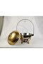 Round Stainless Steel Chafing Dish Buffet Set with Glass Lid and Holder - 4