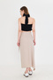 Raw Linen Side Tie Detail Wrap Skirt Does Not Show Underwear - 5