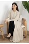 Beige Korean Nida Abaya with Frilled Cuffs - 3