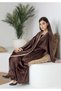 Brown Velvet Abaya with Golden Lace Borders & Matching Headscarf – Perfect for Winter - 4