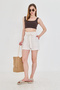 Seersucker Wrinkle Tie Detail Belted Linen Shorts Non-Show Underwear - 4