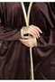 Brown Velvet Abaya with Golden Lace Borders & Matching Headscarf – Perfect for Winter - 5