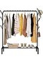Cloth Rack - Modern Black Iron Clothes, Shoes, Hats & Accessories Stand with 8pcs Hooks & Bot