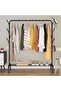 Cloth Rack - Modern Black Iron Clothes, Shoes, Hats & Accessories Stand with 8pcs Hooks & Bot - 2