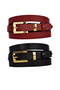 100% Genuine Leather Set of 2 Gold Color Set Buckle 2cm Women's Belt Red, Black_ Big_Gold - 8