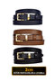100% Genuine Leather Set of 3 Gold Color Suit Buckle 2cm Women's Belt Black, Navy, Brown_Kare_Gold