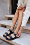 Zalessi̇ Women's Black Necessary Leather Slippers - 4