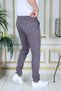 Men's Smoked Slim Fit Stretchy Lycra Dobby Linen Trousers Stylish Trousers with Lace-Up Belt and Elastic Waist - 4