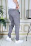 Men's Linen Trousers Gray Slim Fit Stretchy Lycra Dobby Lace-Up Belted Elastic Waist - 5