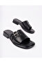 Stella Model Stone Buckle Detailed Daily Black Women's Slippers - 5