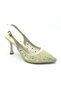 Feles Open Back Transparent Stone Detailed Cinderella Women's Heeled Shoes Gold - 3
