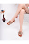Rox Model Daily Women's Brown Tan Striped Linen Slippers - 4