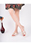 Fionella Model Bow Buckle Detailed Side Mesh Daily Beige Women's Slippers - 4