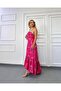 Women's Imported Linen Fabric Printed Collar Foil Detailed Special Design Dress - 4