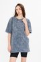 Gray Oversize Long Crew Neck Washable T-Shirt - 2