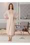 Beige Special Design Lace Long Sleeve Cotton Maternity Nightgown
