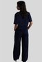 Navy Blue Voile Scalloped Trousers Shirt Suit - 4