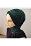 Emerald Green Headband Conjoined Shawl Model Ready Veil Ready Shawl Ready Turban with Accessories - 3