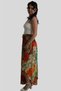Orange Color Gold Detailed Silk Long Skirt - 3
