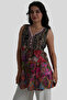 Black Thick Strap Embroidery Detailed Half Button Bohemian Blouse - 3