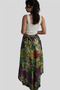 Green Color Gold Detailed Silk Long Skirt - 5