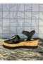 Castle 35182 Black H Buckle Detail Cork Filled Heel Laced Daily Orthopedic Sandals Shoes - 4
