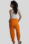 Orange Elastic Waist Muslin Trousers - 3