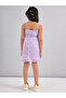 Self Design Halter Neck A-Line Dress with Pompom Detail - 5