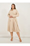 Plus Size Wrap Front A-Line Shirt Midi Dress - 3