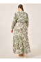 Plus Size Paisley Print Long Sleeves Tiered Maxi Dress - 5