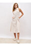 Striped Sleeveless Shirt Midi Dress with Pockets - 2