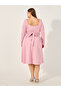 Plus Size Embellished Bow Detail Pleated A-Line Midi Dress - 5